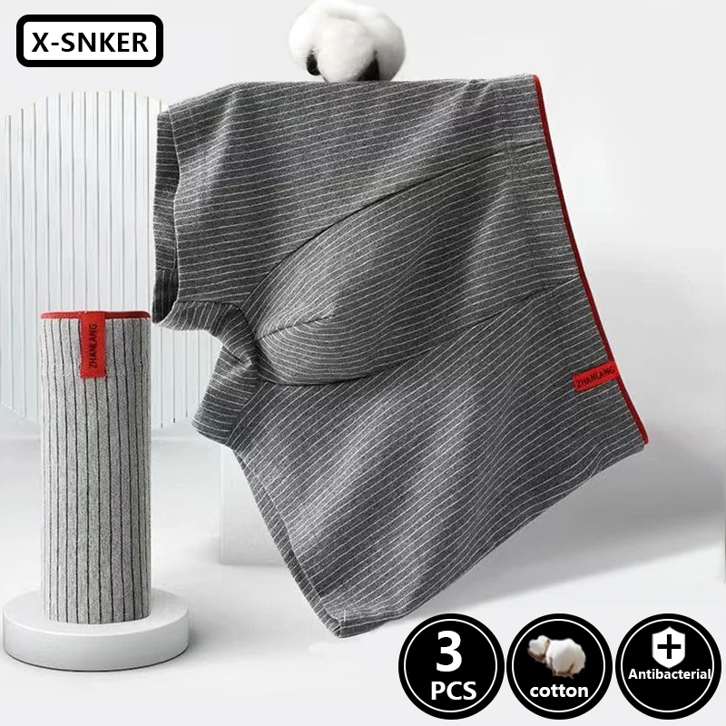 

3PCS Stripes Cotton Men Boxer Shorts Underwear Antibacterial Boxershorts Cueca Male Panties Fashion Mens Underpants Shorts