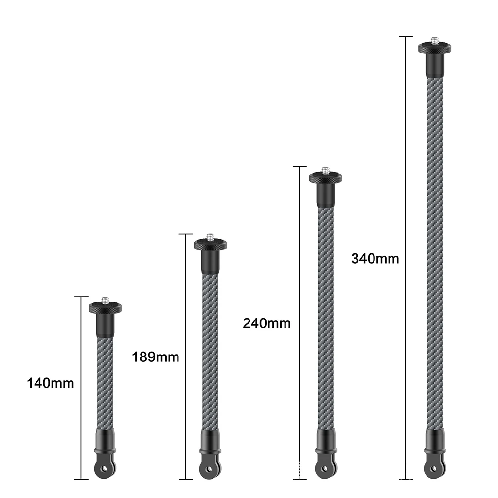 Carbon Fiber Extension Pole Rod 1/4 Screw Self Stick Monopod Bar for Gopro 13 12
