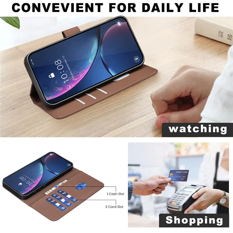 RFID Blocking Leather Wallet Flip Case - Premium Phone Cover and Protective Bag