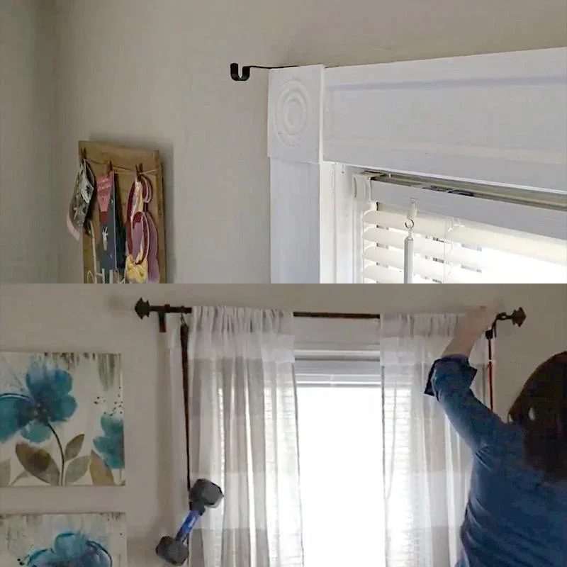 

2 Single Curtain Rod Holders Bracket for Window Frame Curtain Rod Bracket Black Drop Shipping