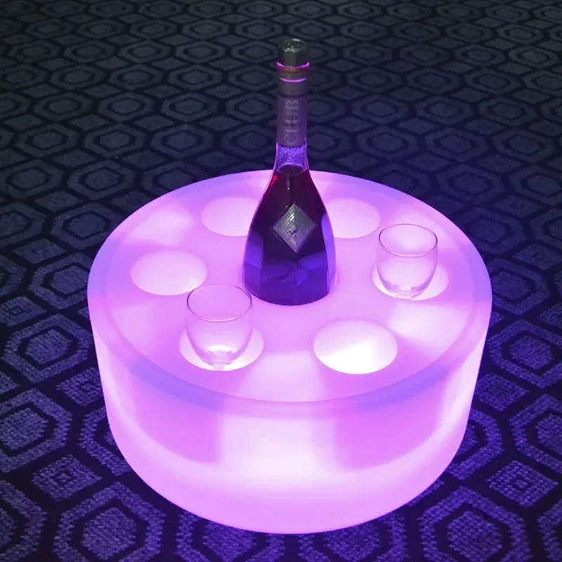 LED Rechargeable 7 Cups Lighted Serving Tray Glowing Liquor Bottle Display Tray Colorful Changing Cocktai Party Service