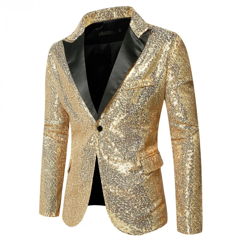 Men's Sequined Suit Jacket Nightclub Dance Performance Dress Wedding Party Host Suit Jacket