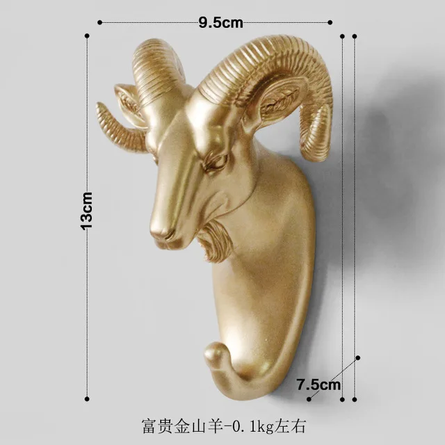 Elegant Gold Deer Head Decorative Wall Hook - Creative Animal Design