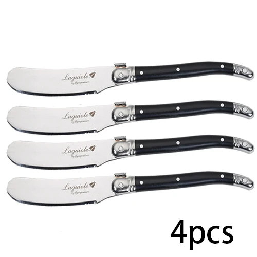3-10pcs Laguiole Butter Knife Cheese Spreader Spatula Black Plastic Handle  Cheese Sandwich Slicer Stainless Steel Cutlery