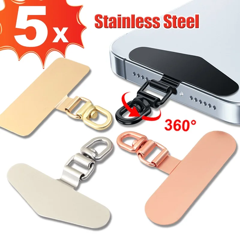 

Universal Stainless Mobile Phone Lanyard Patch Gasket 360 Degree Rotatable Detachable Anti-lost Metal Tether Safety Connect Card