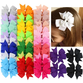 24pcs/lot Solid Colors Hair Bows With Clip For Kids Girls Grosgrain Ribbon Hairgrips Boutique Hairpins Headwear Hair Accessories 1