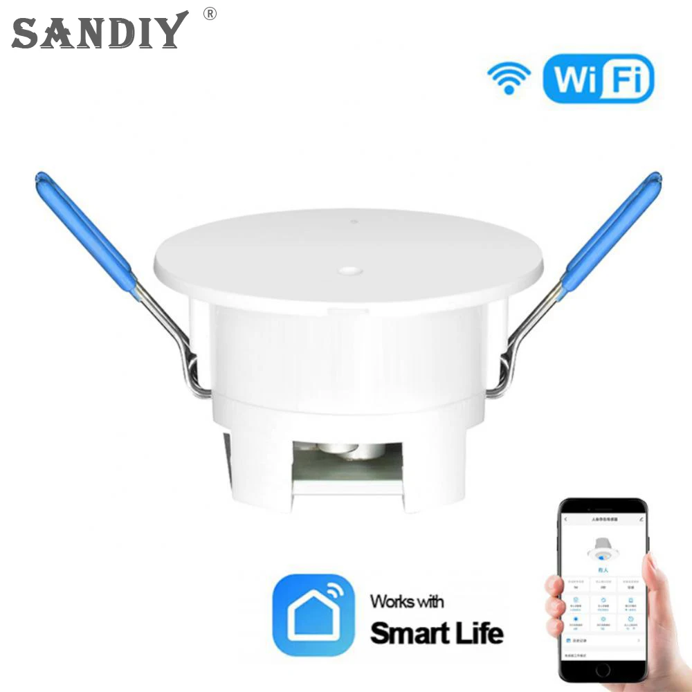 sandiy電子検出器wifi人体プレゼンスモーションセンサー、最小-距離検出5-220vスマートライフホームオートメーション