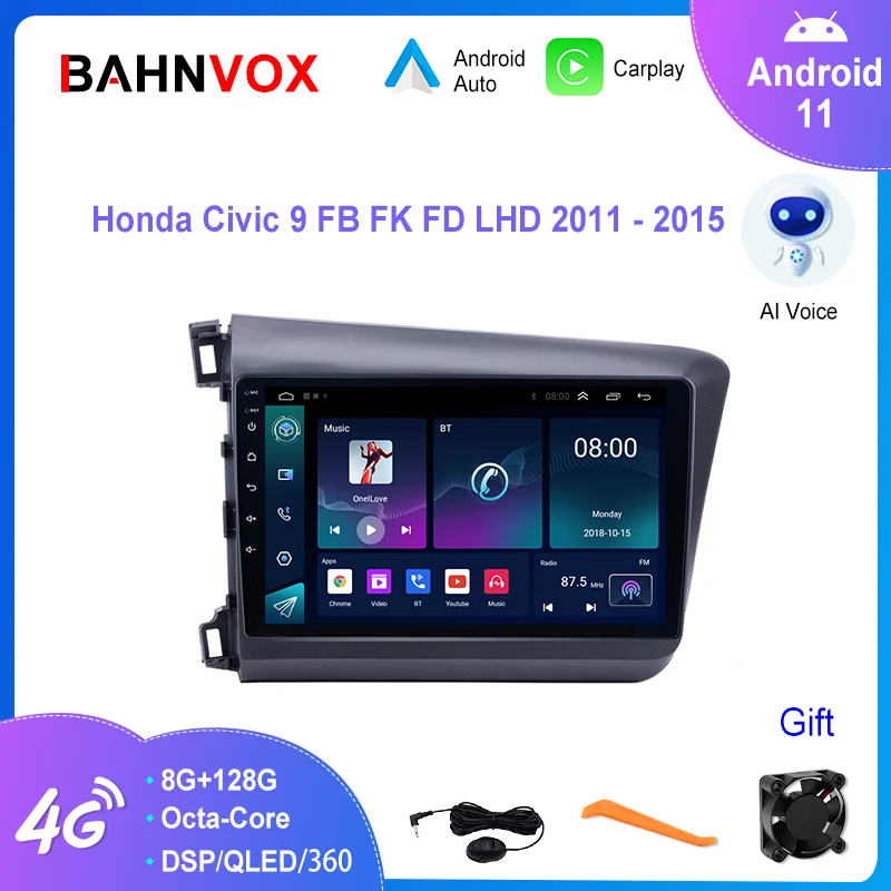

9" Android 11.0 Car Radio for Honda Civic 9 2011 2014 2015 Multimedia Player 4G Carplay Stereo Navigation GPS Head Unit 2 Din