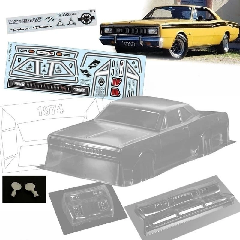 

Bodies 200mm ONROAD Classic Bodywork 1974 1/10 Polara RT Clear Muscle Body Shells w/ Light Buckle,Mirror and Decals Rc Drift Car