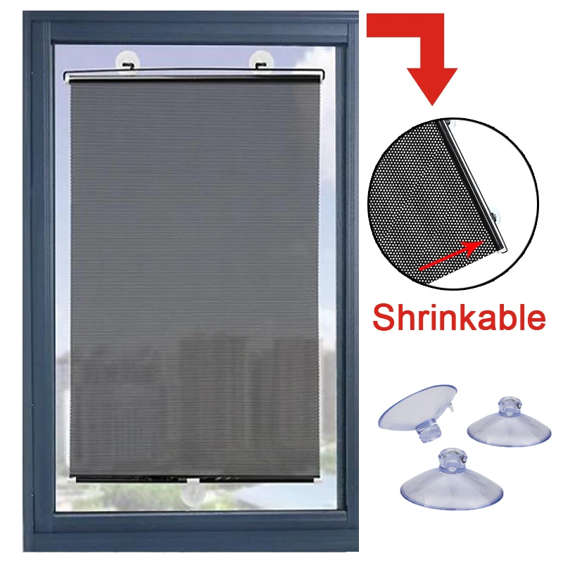 Free-perforated Balcony Suction Cup Sunshade Blackout Curtain Temporary Blinds 
