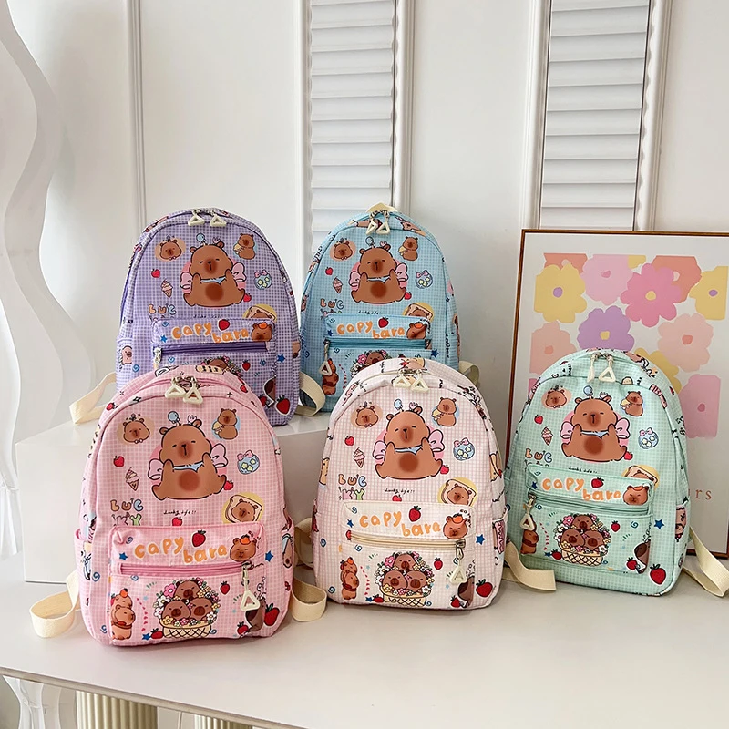 Cartoon Capybara Backpack Large Capacity Backpack Cute Wide Straps Lightweight Versatile School Bag Multifunctional Backpack