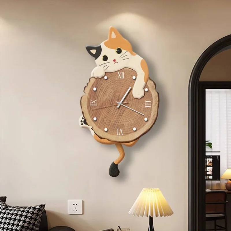 Cartoon Cat Swing Wall Clock 3