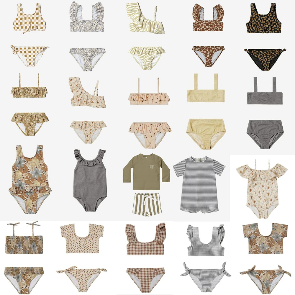 Baby Girl Summer Clothes New Summer RC Brand Toddler Girl Swimsuit Kids Clothes Flower Swimwear Children Cute Bikini Tops Shorts