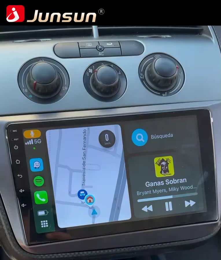 Radio de coche Junsun con CarPlay inalámbrico y Android Auto para Seat Altea 2004 2005-2015 Toledo 3, GPS multimedia 2 Din, sistemas estéreo con Bluetooth. 1