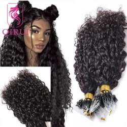 Micro Loop Human Hair Extensions Spiral Curly Real Brazilian Remy Human Hair MicroLink Hair Bundles Links For Black Women
