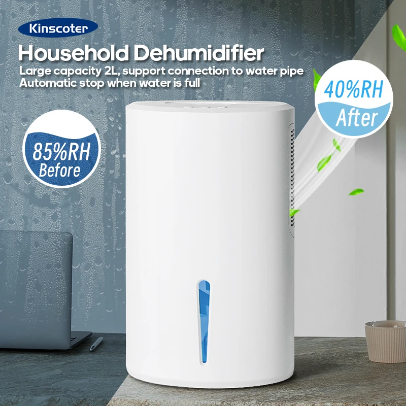 Small Air Dehumidifier 2L 68 OZ Portable Electric Dehumidifier with Drain Hose Quiet Auto Shut Off for Basement Bathroom Office