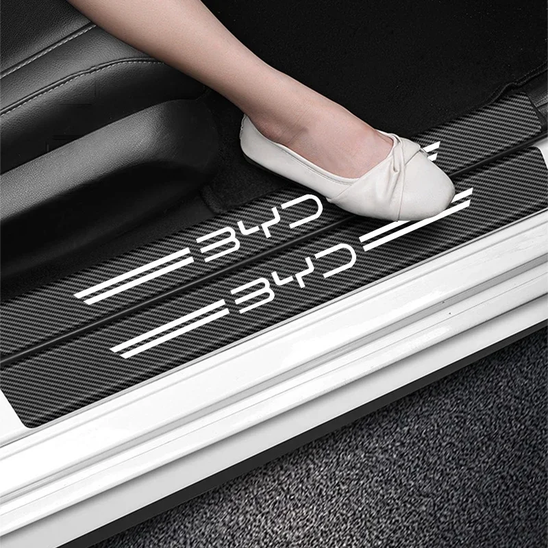 Carbon Fiber Car Door Sill Stickers Auto Door Threshold Protector Strip For BYD Seal Atto3 S2 S6 S7 Tang Accessories 1