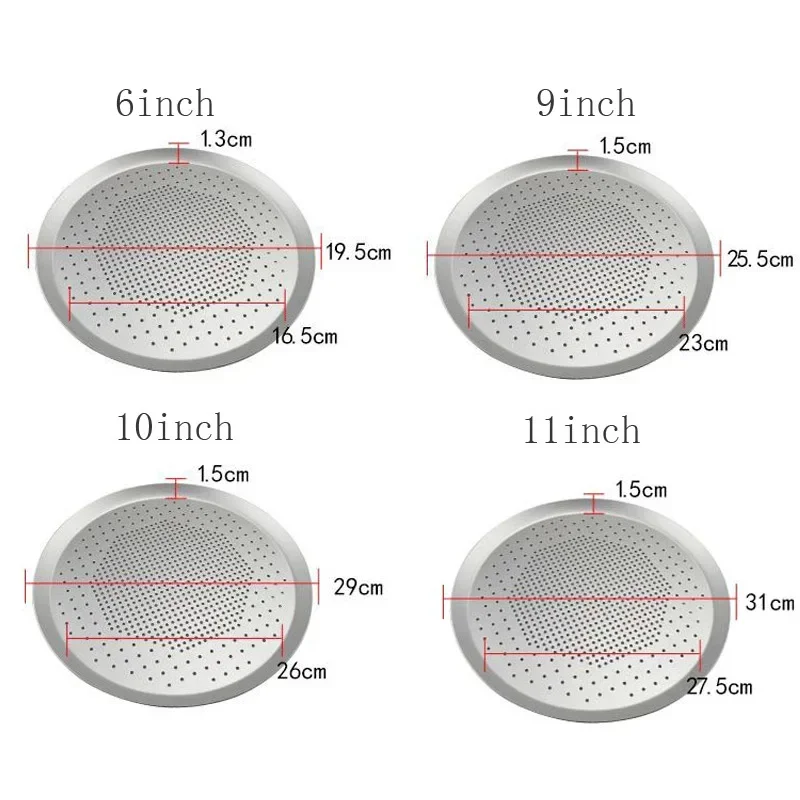 6"9"10"11"12"13"14"15"Aluminum Pizza Tray Nonstick Pizza Baking Pan Plate Dishes Holder Bakeware Kitchen Baking Tools