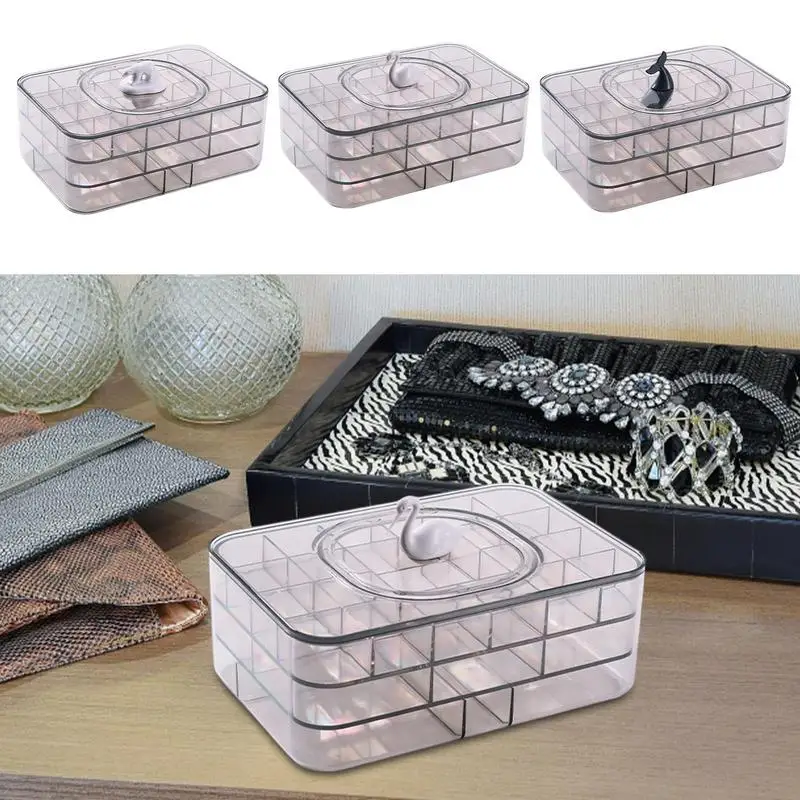 

Jewelry Storage Boxes Transparent Travel Jewelry Tray Case With Lid Desktop 31 Grids Organizer Clear Bead Storage Container