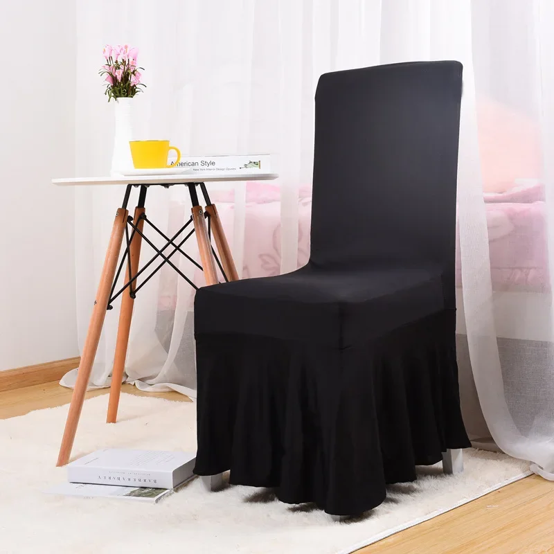 White Chair Covers Pleated Polyester Spandex Chair Cover Stretch Slipcovers for Wedding Party Dining Banquet Hotel Decoration 4