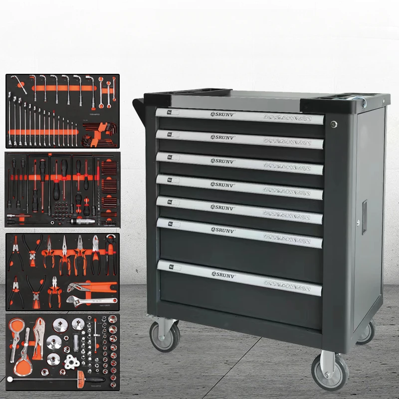 Professional Large Tool Cabinet Mechanical Wheeled Trolley Organizer Screwdrivers Workshop Tool Cabinet Garage Tool Arrangement 4