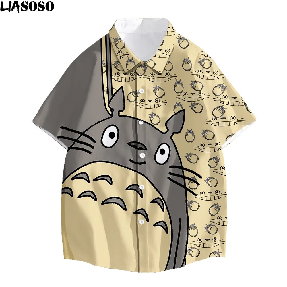 

LIASOSO Shirts for Men Hayao Miyazaki Comics My Neighbor Totoro Faceless Men Unisex Short Sleeve Print Casual Fashion Top Anime