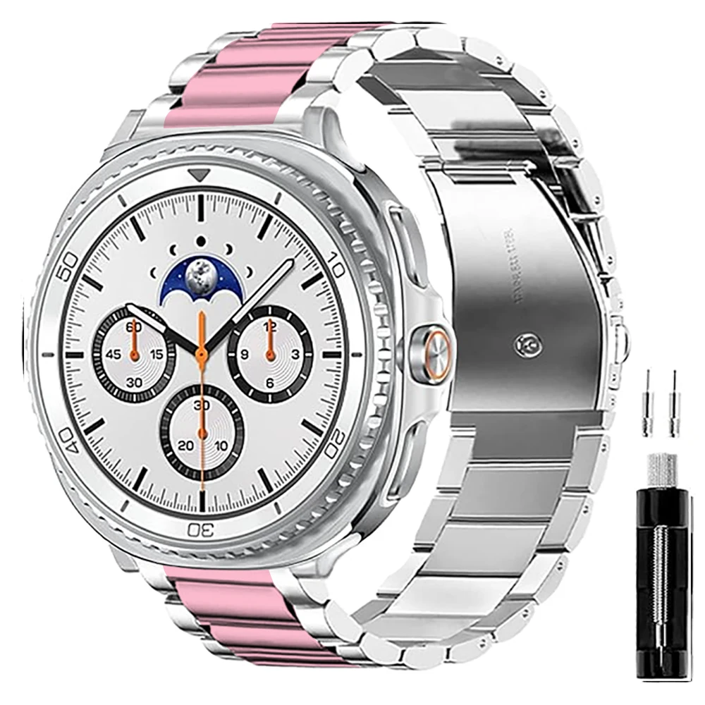 Premium Stainless Steel Metal Watch Strap - Classic Wrist Link Bracelet