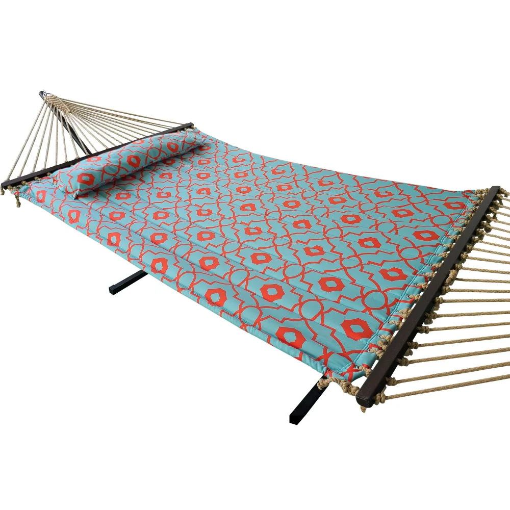 

LISM 2 Person Hammock, Coral and Spa Blue Color, Product Assembled Size 145.65 ft L x 55 ft W