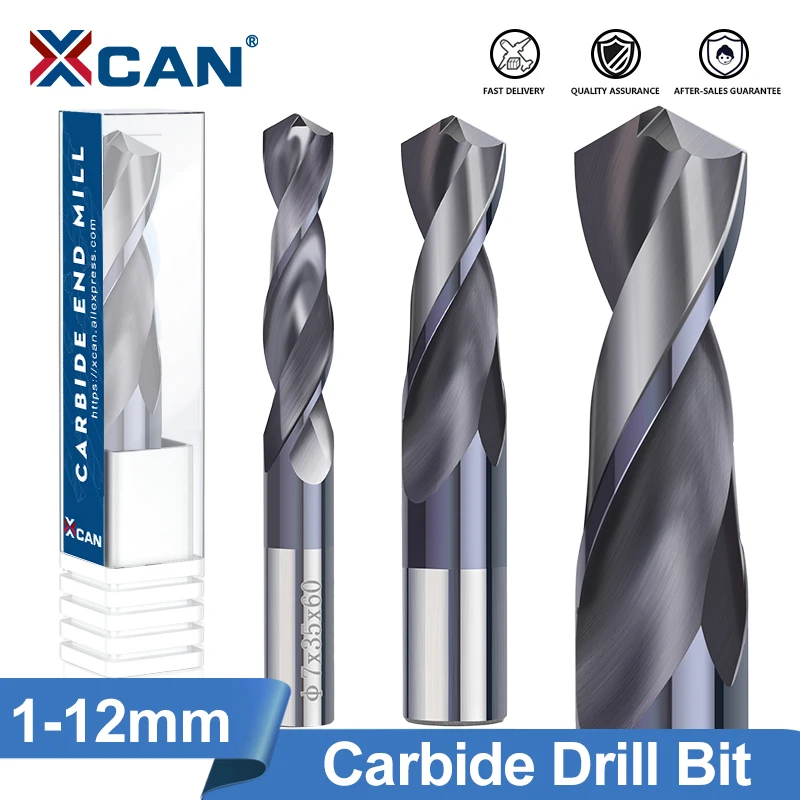 XCAN Carbide Drill Bit 1.0-12mm VAPO Coated Gun Drill Bit for CNC Lathe Machine Hole Cutter Twist Drill Bit Metal Drill Tools
