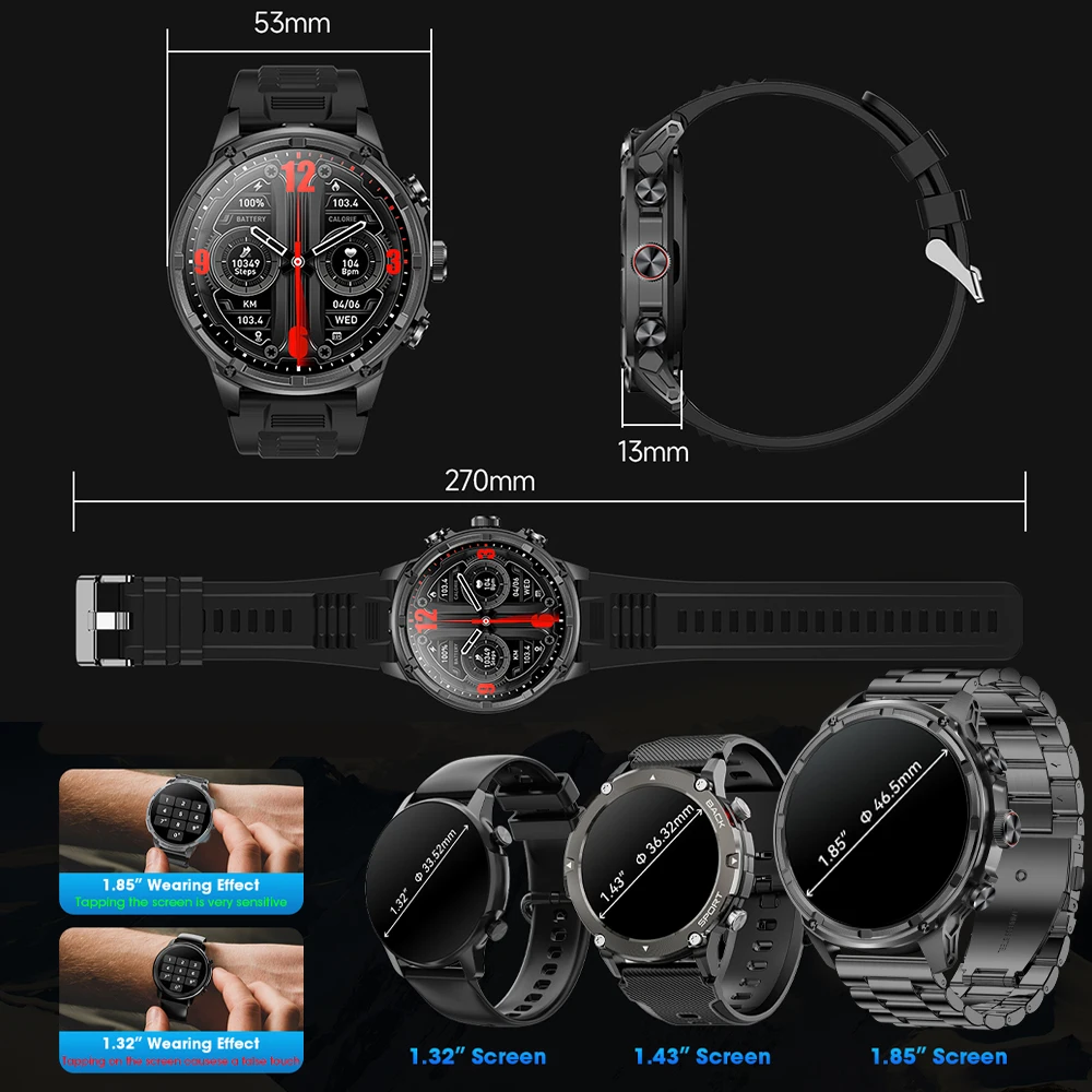 1.85 inch Smart Watch smart watch for Men 710mAh Battery Sports Fitness Bluetooth Call Health Monitoring For HUAWEI