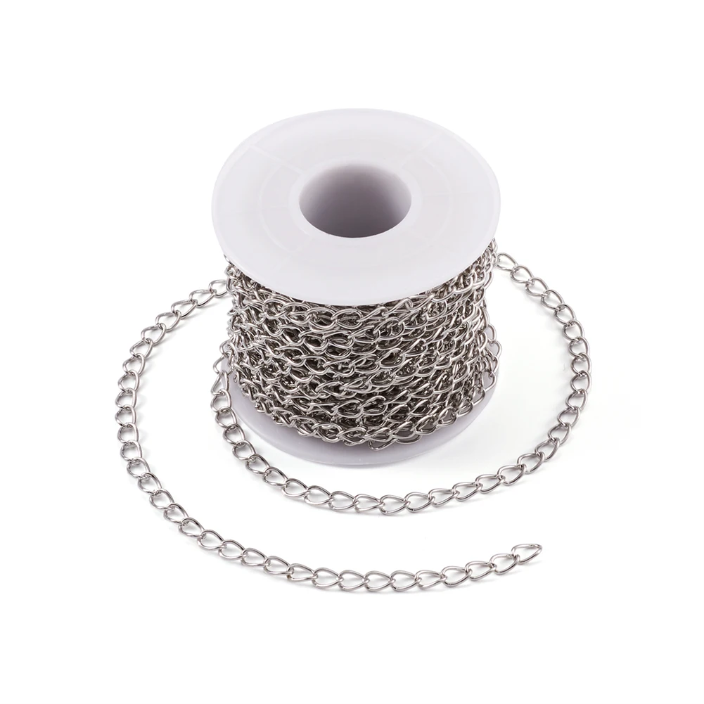 

10m/roll Iron Side Twisted Chain Unwelded Metal Links For Handmade DIY Necklace Bracelet Jewelry Making 7x5x0.9mm