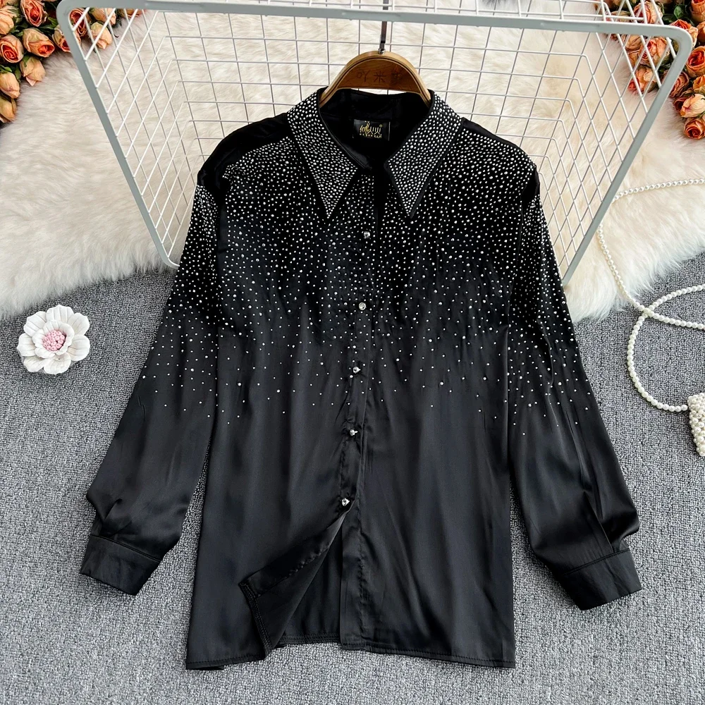 

European and American Style Flash-hot, Lazy, Loose and Fashionable Single-breasted Shirt, Fashionable and Chic Long-sleeved Top