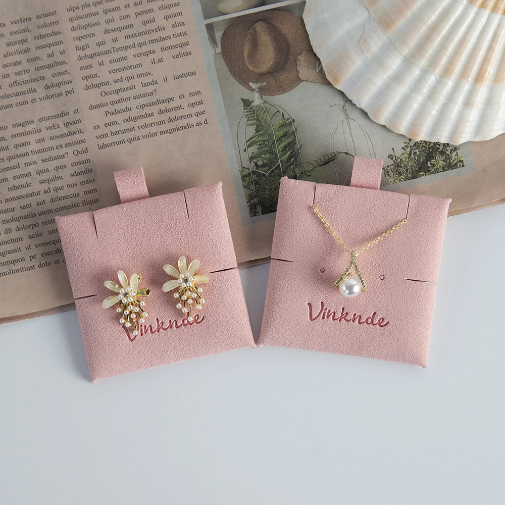 Custom Earrings Ring Logo Cards 6x6cm Microfiber Paper Jewelry Display Card Necklace Hang Tags Holder Packaging Pads For Women custom custom luxury gift card business card packaging box vip trading credit card packaging