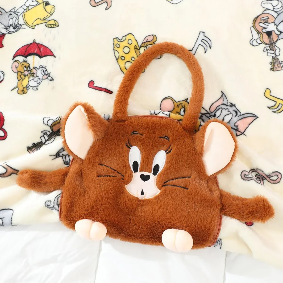 Tom and Jerry Handheld blanket bag Cat Mouse Blanket Cartoon Anime Pattern Warm Blanket Office Nap Portable Blanket Girl Gifts