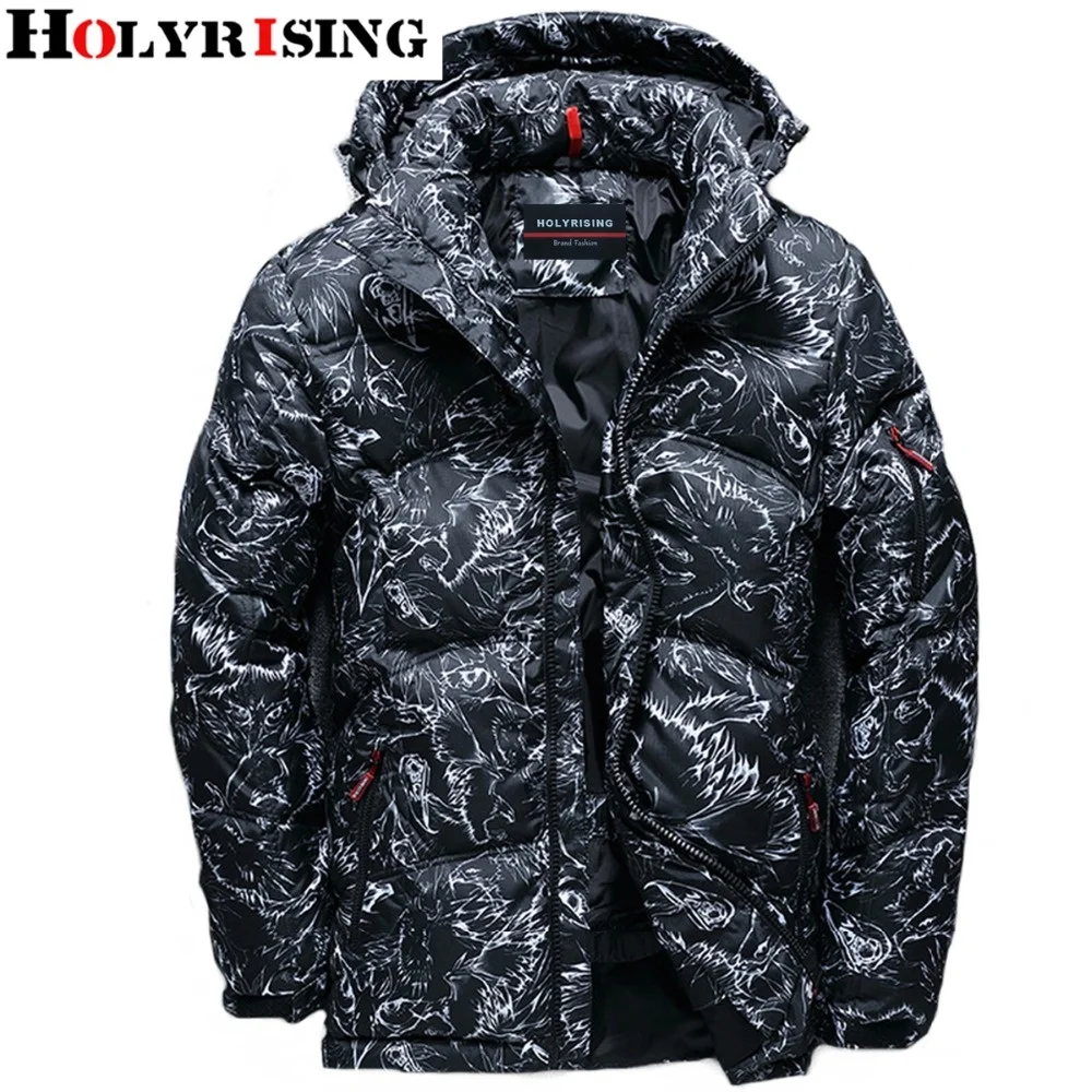 Holyrising Men White Down Jackets Hooded Warm Winter Coat 80% Jaquetas Abrigo Hombre Zipper Man Clothes M-3XL 18479-5