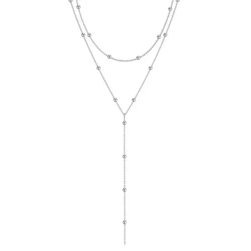 LATS Gold Color Double Layered Long Tassel Chain Necklaces for Women Simple Metal Geometric Bead Choker Necklace Fashion Jewelry - Image 7