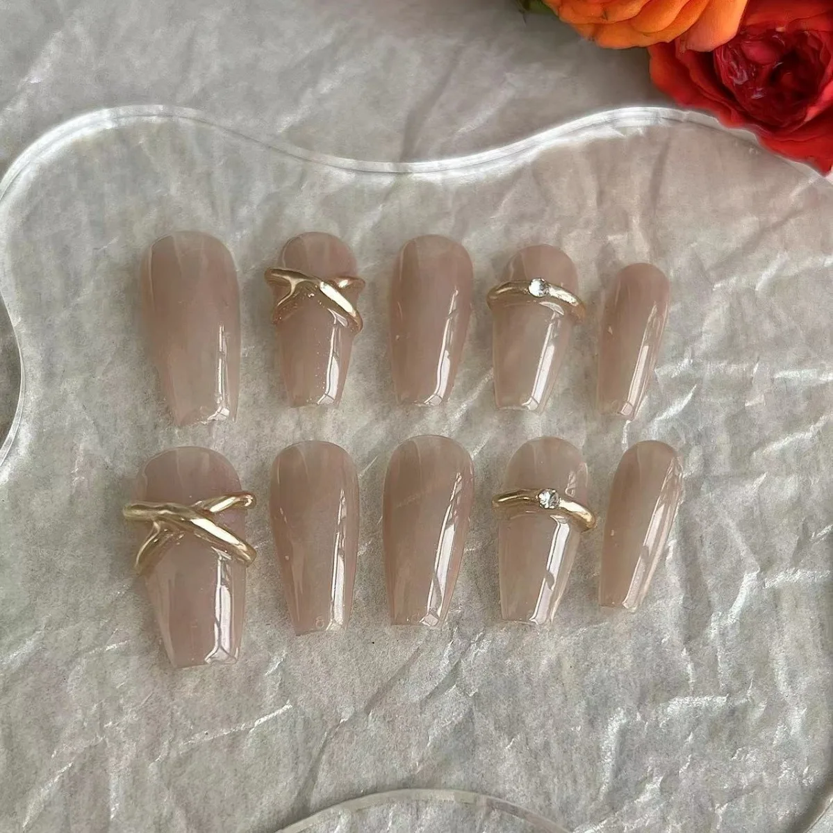 Sea Shells Handmade Press On Nails Ballerina 7