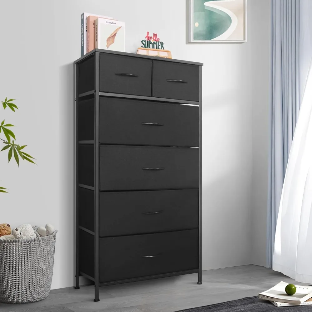 

Mifuro Tall Dresser for Bedroom, Vertical Storage Organizer Tower with 6 Drawers, Chest of Drawers with Fabric Bins