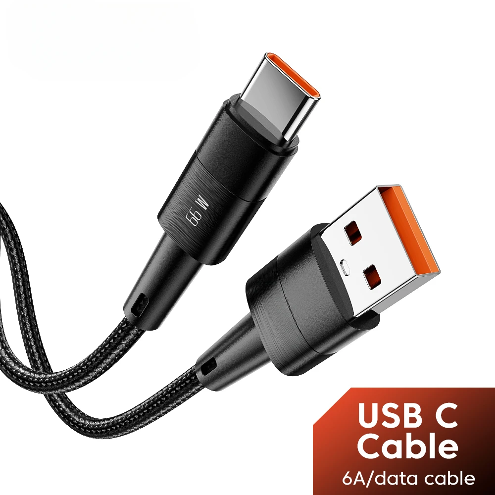

Кабель USB Type-C 6A, кабель для быстрой зарядки QC4.0 66 Вт для Xiaomi 12 Poco f3 f4 Huawei Realme, шнур для быстрой зарядки