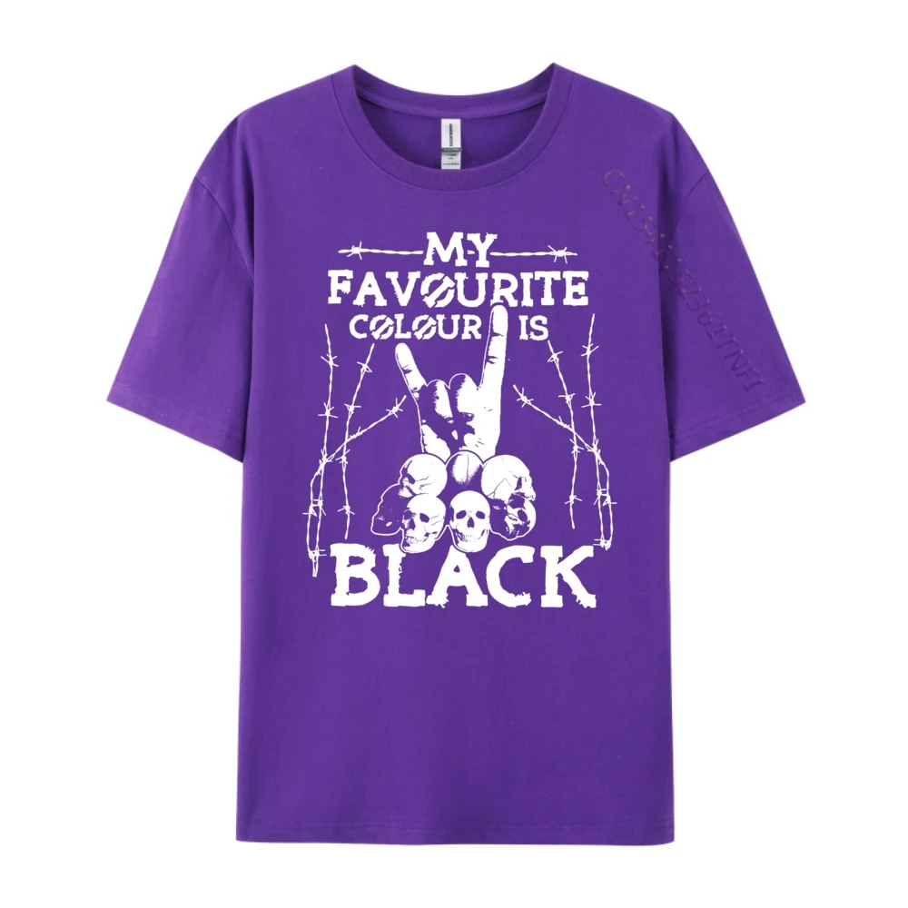 Printed On My Favourite Colour Is Black Round Neck T Shirts Father Day Tees Short Sleeve for Men Newest 100% Cotton Tshirts My Favourite Colour Is Black 4529 purple