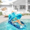 Inflatable Floating Bed with Sunshade Inflatable Water Sleeping Bed Floating Lounger Air Mattress for Swimming Pool Party 5