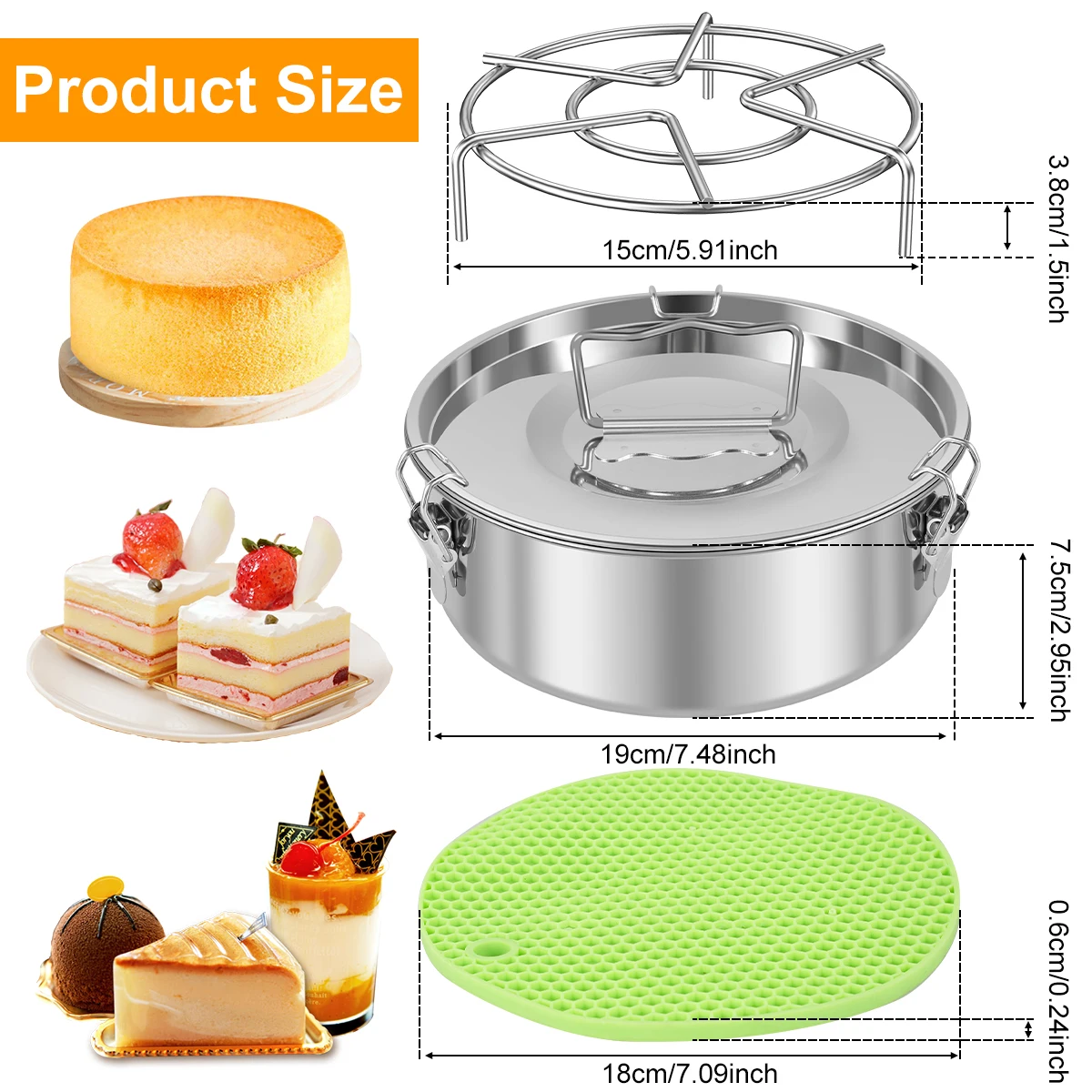 Flan Mold 304 Stainless Steel Flan Pan Mold with Lid