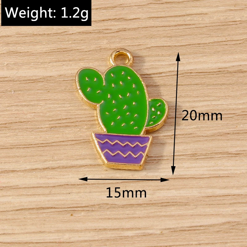 Tusember 10 Stück Emaille-Kaktus-Pflanzen-Charms-Anhänger für Schmuckherstellung, Zubehör, Öl, DIY, Halskette, Ohrringe, Zubehör – Detail 11