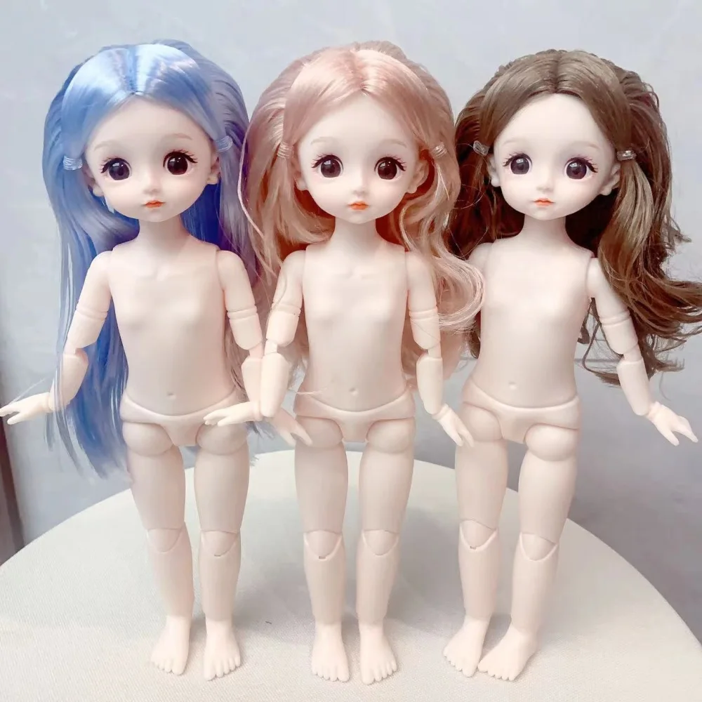 30cm BJD Doll body 23 Movable Jointed Dolls 3D Eyes Bjd Plastic doll Toys for children Female Nude Body doll Gift For kids Girls