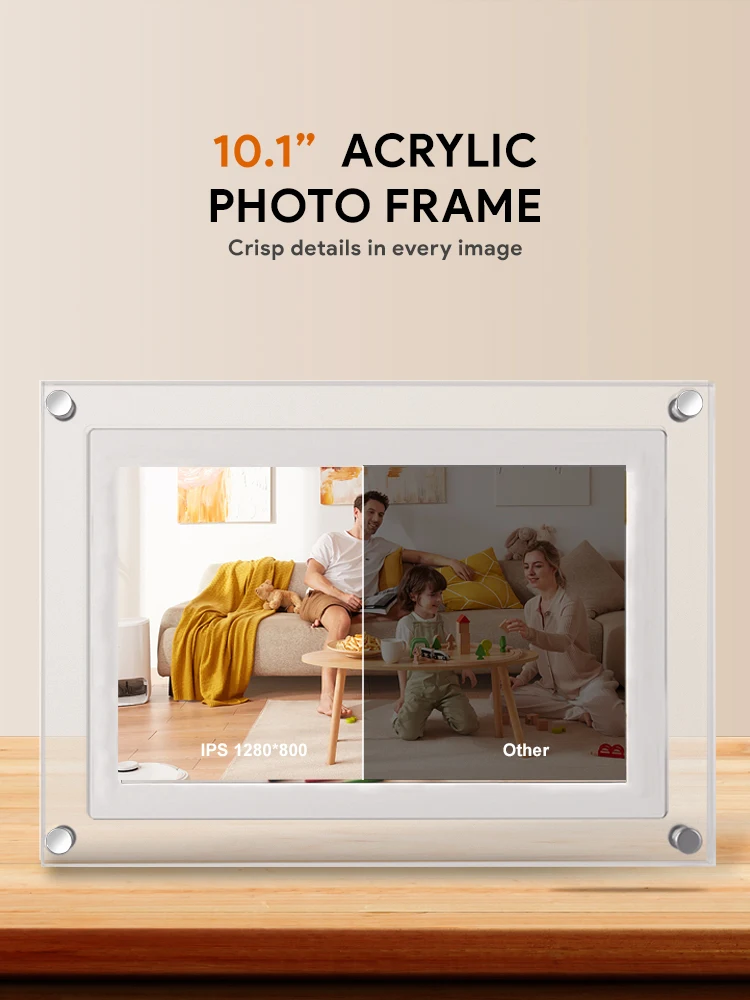 10.1inch Acrylic digital photo frame 1280x800 With Battery 4G Memory Tyep C NFT Picture Display video frame view 4
