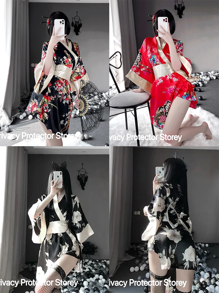 

Sexy Japanese Costumes Night Dress Erotic SLeepwear For Women Pajamas Print Babysuit Bowknot Lingerie Fetish Lolita Underwear