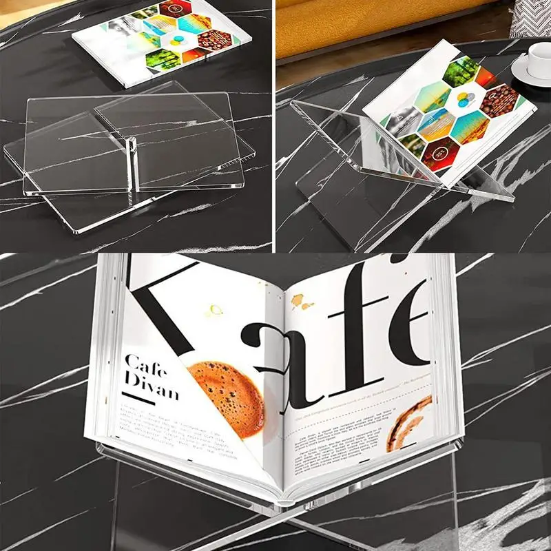 Acrylic Book Holder X-Shaped Display Stand for Cookbook Recipe Menu Magazines Storybook Rack for Display Opening Reading Books book holder book stand reading stand
