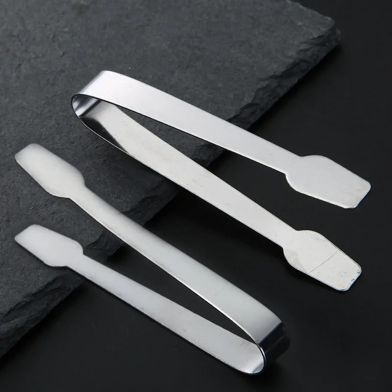 Food Tongs Mini Stainless Steel Food Tongs Sugar Ice Cube Clamp Bread Steak Clip Silver Tweezer Home Kitchen Cooking Utensils