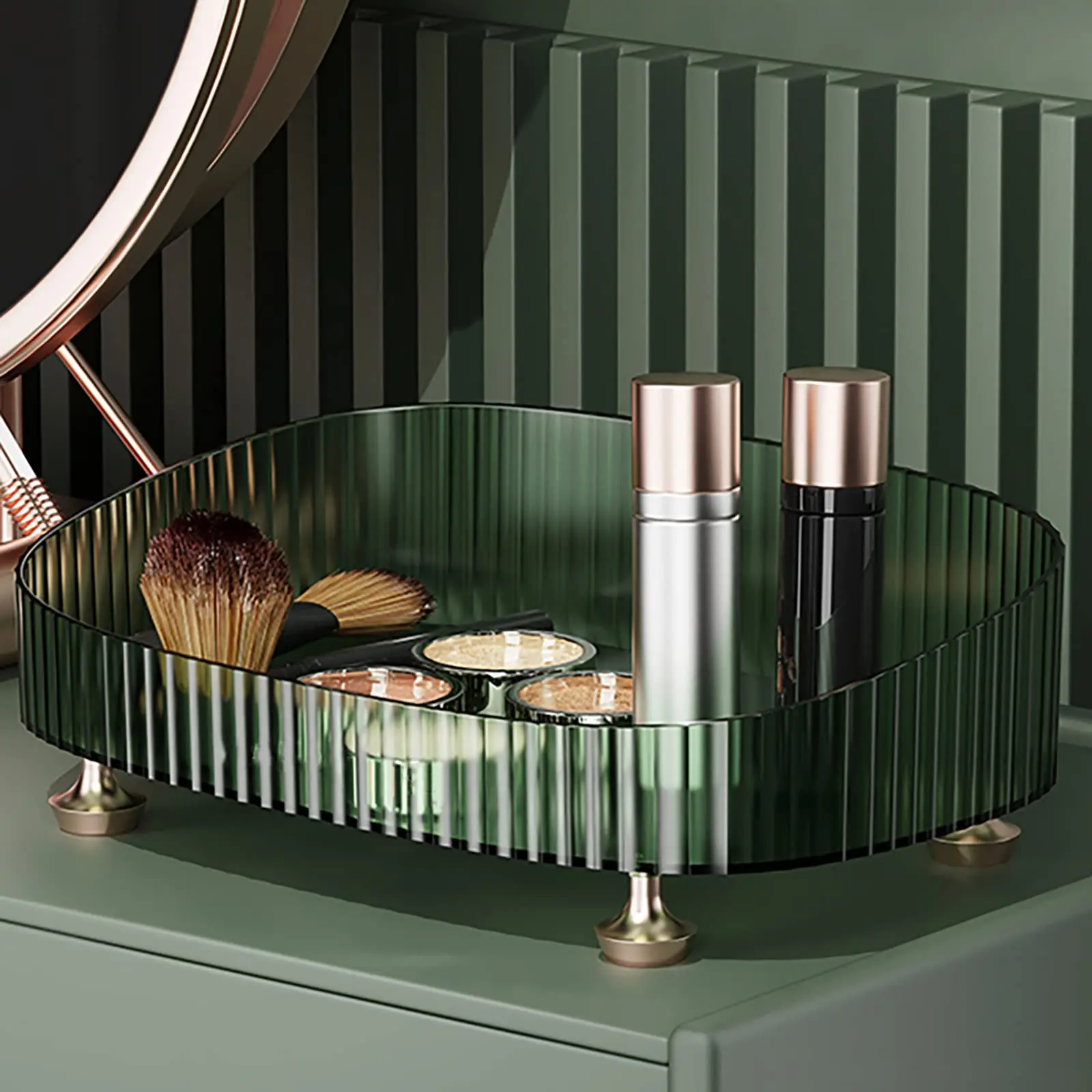 Bathroom Vanity Tray Large Capacity Perfume Organizer for Dresser Clear Desktop Storage Box for Lotion Bottle Cosmetics Skincare 3