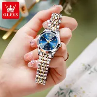 OLEVS-Montre-bracelet à quartz étanche en acier inoxydable pour femme, montre-bracelet en diamant, miroir losange élégant, marque supérieure, originale 2